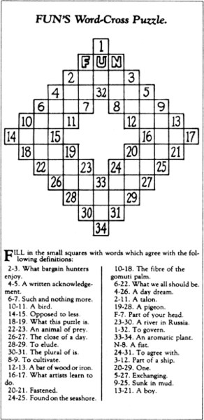 The first crossword puzzle